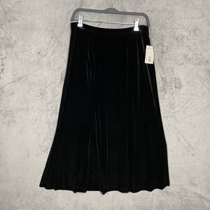 Whimsigoth NWT Black Velvet Maxi Skirt Medium Witchy‎ A-Line Soft Stretch Gothic